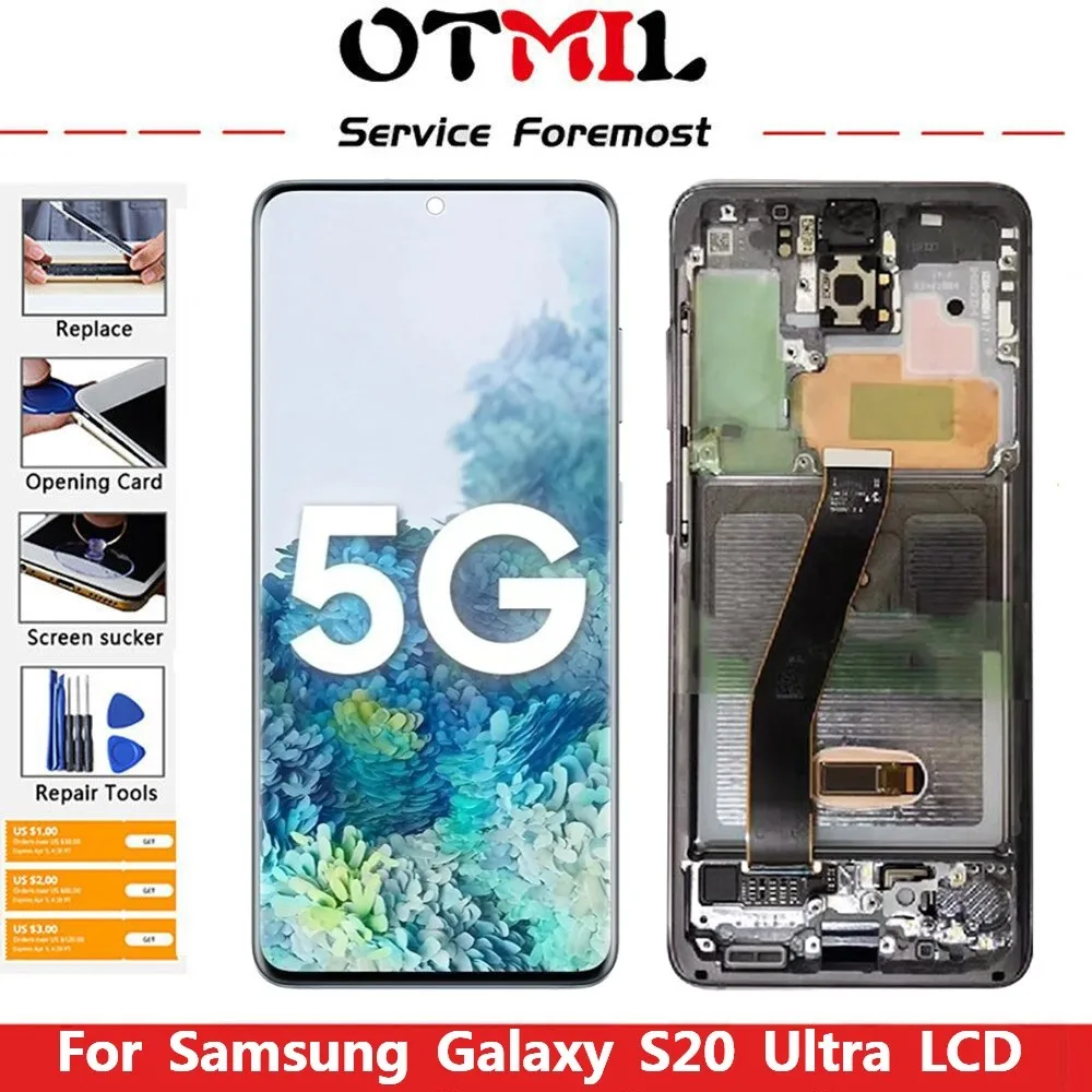 Оригинальный ЖК-дисплей 6,9 дюйма для Samsung Galaxy S20 Ultra LCD G988 G988B G988F/DS с рамкой дисплей сенсорный экран дигитайзер Запчасти для ремонта
Оригинальный ЖК-дисплей 6,9 дюйма для Samsung Galaxy S20 Ultra LCD G988 G988B G988F/DS с рамкой дисплей сенсорный экран дигитайзер Запчасти для ремонта