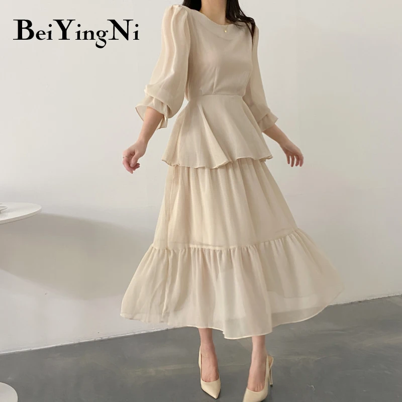 Beiyingni 2022 Spring Summer French Women's Dress Solid Color Ruffles Romance Party Chiffon Midi Dresses Ladies Fashion Vestidos
Beiyingni 2022 Spring Summer French Women's Dress Solid Color Ruffles Romance Party Chiffon Midi Dresses Ladies Fashion Vestidos