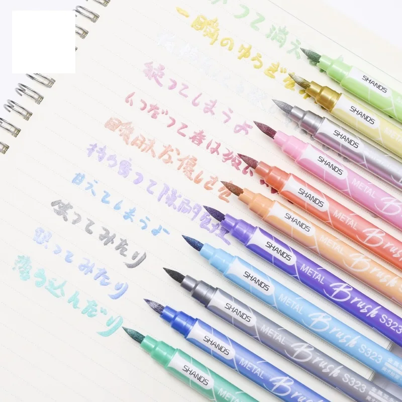 12pcs Metal Ink Brush Pens Set Double Ended Metallic Color Drawing Art Marker Liner Hand Lettering Calligraphy Painting A6912 
12pcs Metal Ink Brush Pens Set Double Ended Metallic Color Drawing Art Marker Liner Hand Lettering Calligraphy Painting A6912