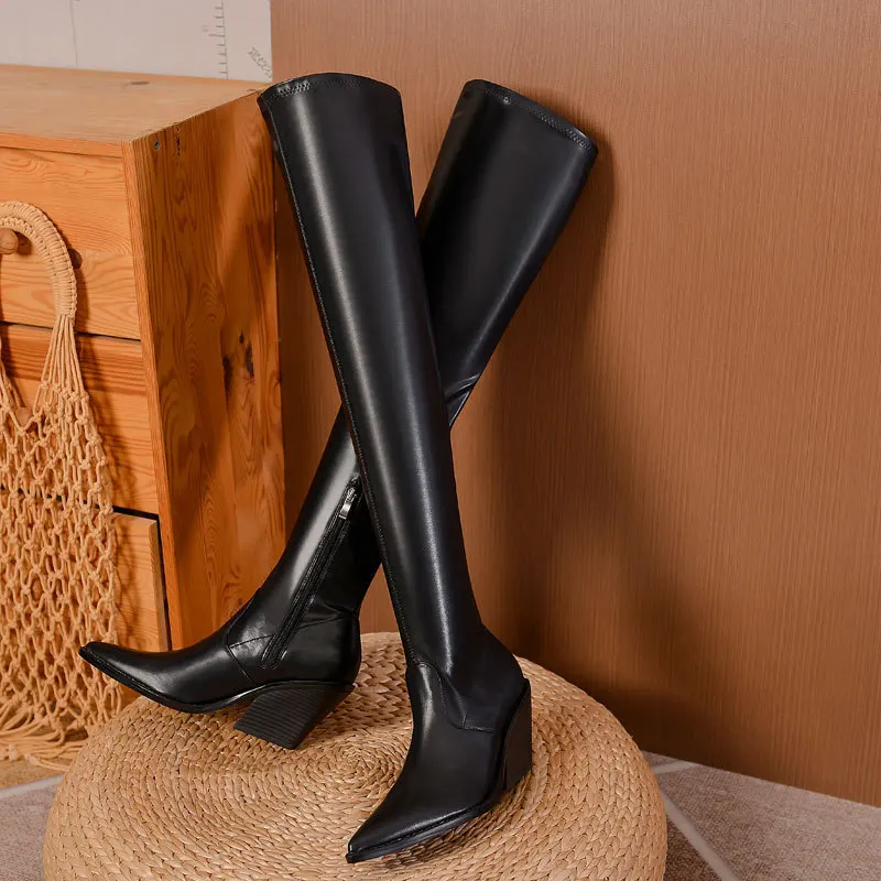 Pointy Boot Shoes Sexy Thigh High Heels High Sexy Zipper Boots-Women Pointe Stockings Cowboy Stiletto Wedge Rubber Over-the-Knee
Pointy Boot Shoes Sexy Thigh High Heels High Sexy Zipper Boots-Women Pointe Stockings Cowboy Stiletto Wedge Rubber Over-the-Knee
