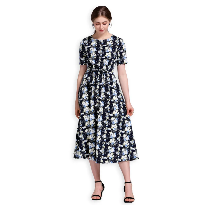 New Printed Long Dress Black Elegant High Waist Short Sleeve Summer Autumn Woman Dress Fashion Sashes Clothes
New Printed Long Dress Black Elegant High Waist Short Sleeve Summer Autumn Woman Dress Fashion Sashes Clothes