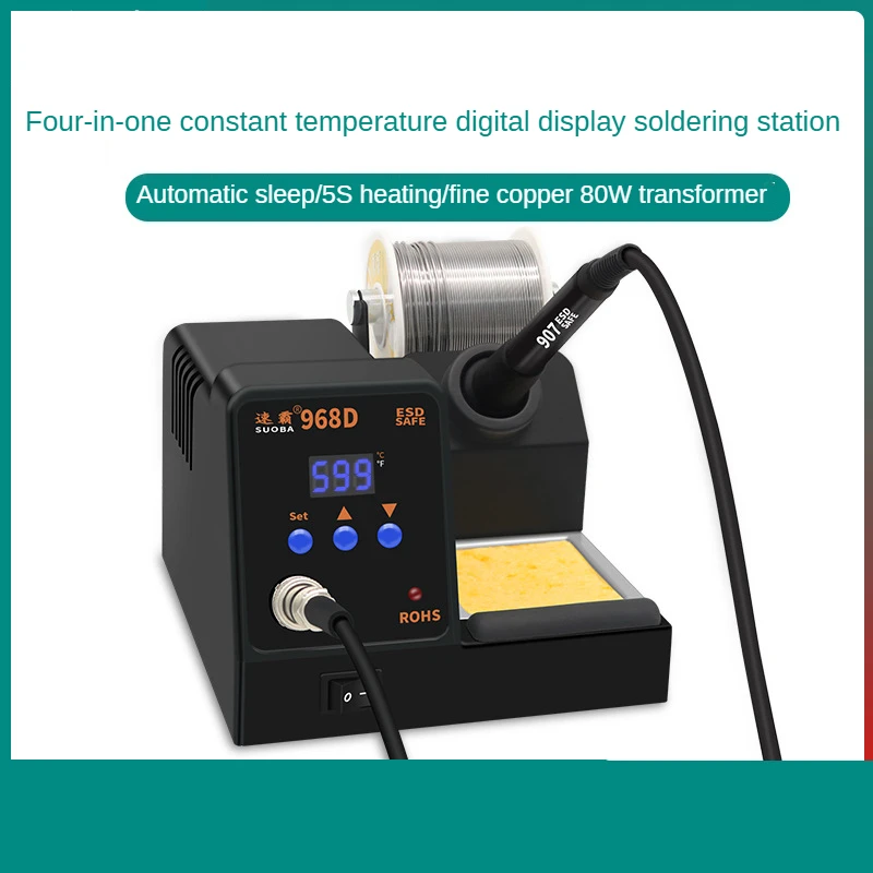 Soldering Station 968A 968D Lead-Free Rapid Heating 400 Degrees Soldering Iron Kit 80W Power Heating System
Soldering Station 968A 968D Lead-Free Rapid Heating 400 Degrees Soldering Iron Kit 80W Power Heating System