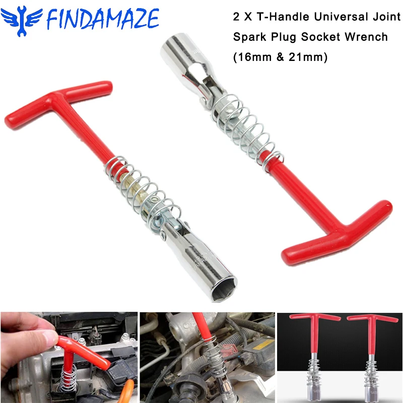 2PCS 16 Mm and 21 Mm T-bar Universal Joint Spark Plug Wrench Socket Wrench Chrome-plated T-handle Removal Tool 
2PCS 16 Mm and 21 Mm T-bar Universal Joint Spark Plug Wrench Socket Wrench Chrome-plated T-handle Removal Tool