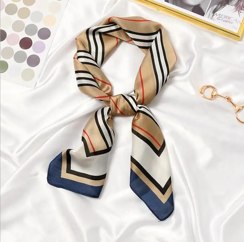 New 70x70cm Women Multifunction Polyester Silk Scarf Elegant Stripes Printed Casual Satin Small Square Wraps Scarves Shawl
New 70x70cm Women Multifunction Polyester Silk Scarf Elegant Stripes Printed Casual Satin Small Square Wraps Scarves Shawl