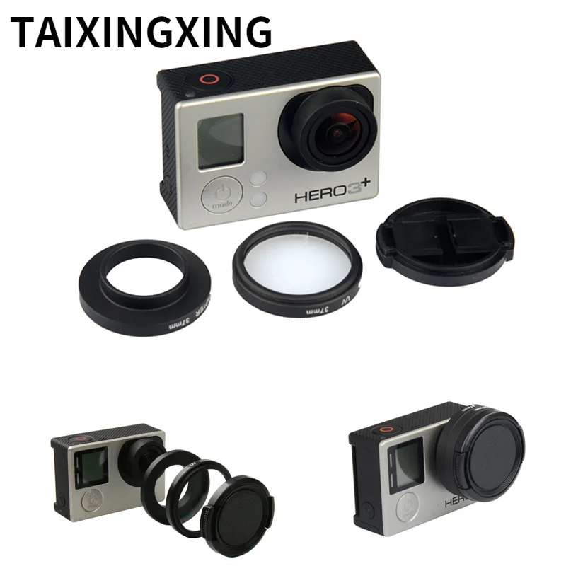 

Professional High Transmittance Optical Glass 37mm UV Filter Lens Adapter + Protector Cap for Gopro Hero HD 3 3+ 4 Camera