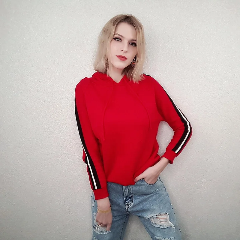 Spring Autumn Winter Women Hooded Sweater Female Korean Student Loose Red Pullover Knit Bottoming Sweater
Spring Autumn Winter Women Hooded Sweater Female Korean Student Loose Red Pullover Knit Bottoming Sweater