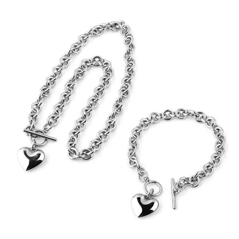 1Set Women Stainless Steel Chain Heart Toggle Bracelet Necklace Jewelry Gifts
1Set Women Stainless Steel Chain Heart Toggle Bracelet Necklace Jewelry Gifts