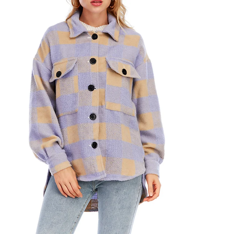 New Winter Leisure Loose Fashion Long-sleeved Woolen Purple Plaid Jacket Ladies Large Profile Jacket Chic Top Coat Women 2021
New Winter Leisure Loose Fashion Long-sleeved Woolen Purple Plaid Jacket Ladies Large Profile Jacket Chic Top Coat Women 2021