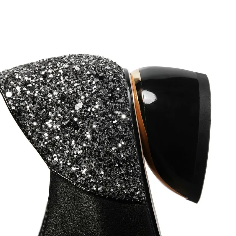 Pointed toe High Heels Shoes Black Silver Chunky Heel High Heeled Shoes Genuine Leather Slip On Dress Party Pumps
Pointed toe High Heels Shoes Black Silver Chunky Heel High Heeled Shoes Genuine Leather Slip On Dress Party Pumps