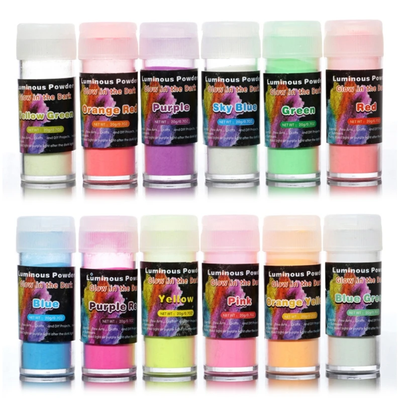 P15F 12 Colors Fluorescent Nail Glitter Powder Neon Phosphor Ultrafine Luminous Pigment 3D Nail Art Glow DIY Crafts Decor
P15F 12 Colors Fluorescent Nail Glitter Powder Neon Phosphor Ultrafine Luminous Pigment 3D Nail Art Glow DIY Crafts Decor