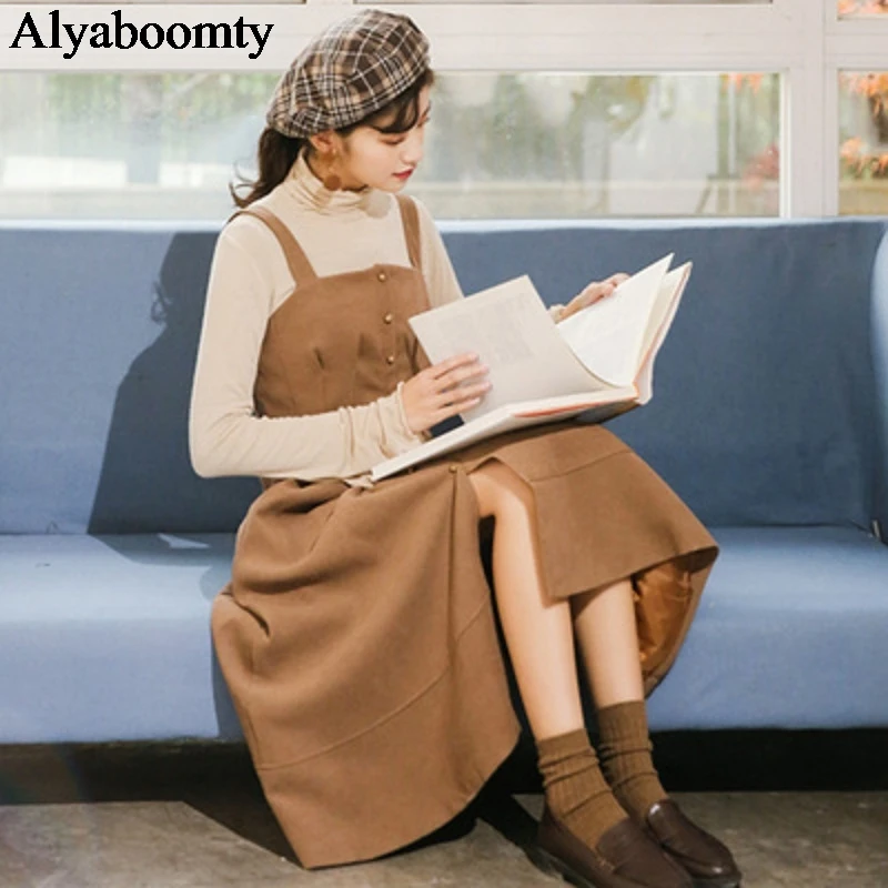 Japanese Preppy Style Autumn Winter Women Sundress Suspenders Pink Khaki Elegant Pockets Dress Sleeveless Cute Kawaii Midi Dress
Japanese Preppy Style Autumn Winter Women Sundress Suspenders Pink Khaki Elegant Pockets Dress Sleeveless Cute Kawaii Midi Dress