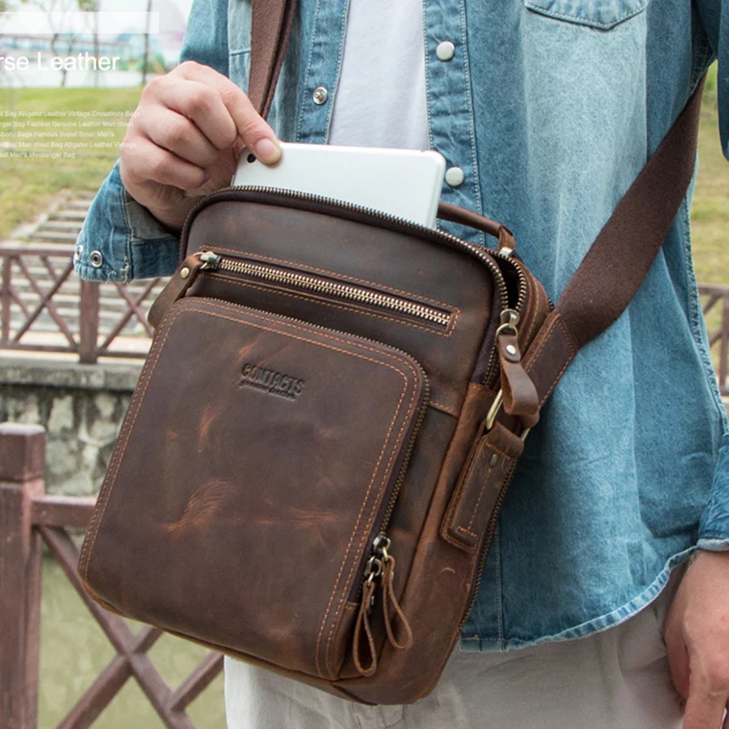 CONTACT'S Men's Shoulder Bag Vintage Genuine leather Messenger Bags New Male Crossbody Bags Big Capacity Man's Handbag Sling Bag
CONTACT'S Men's Shoulder Bag Vintage Genuine leather Messenger Bags New Male Crossbody Bags Big Capacity Man's Handbag Sling Bag