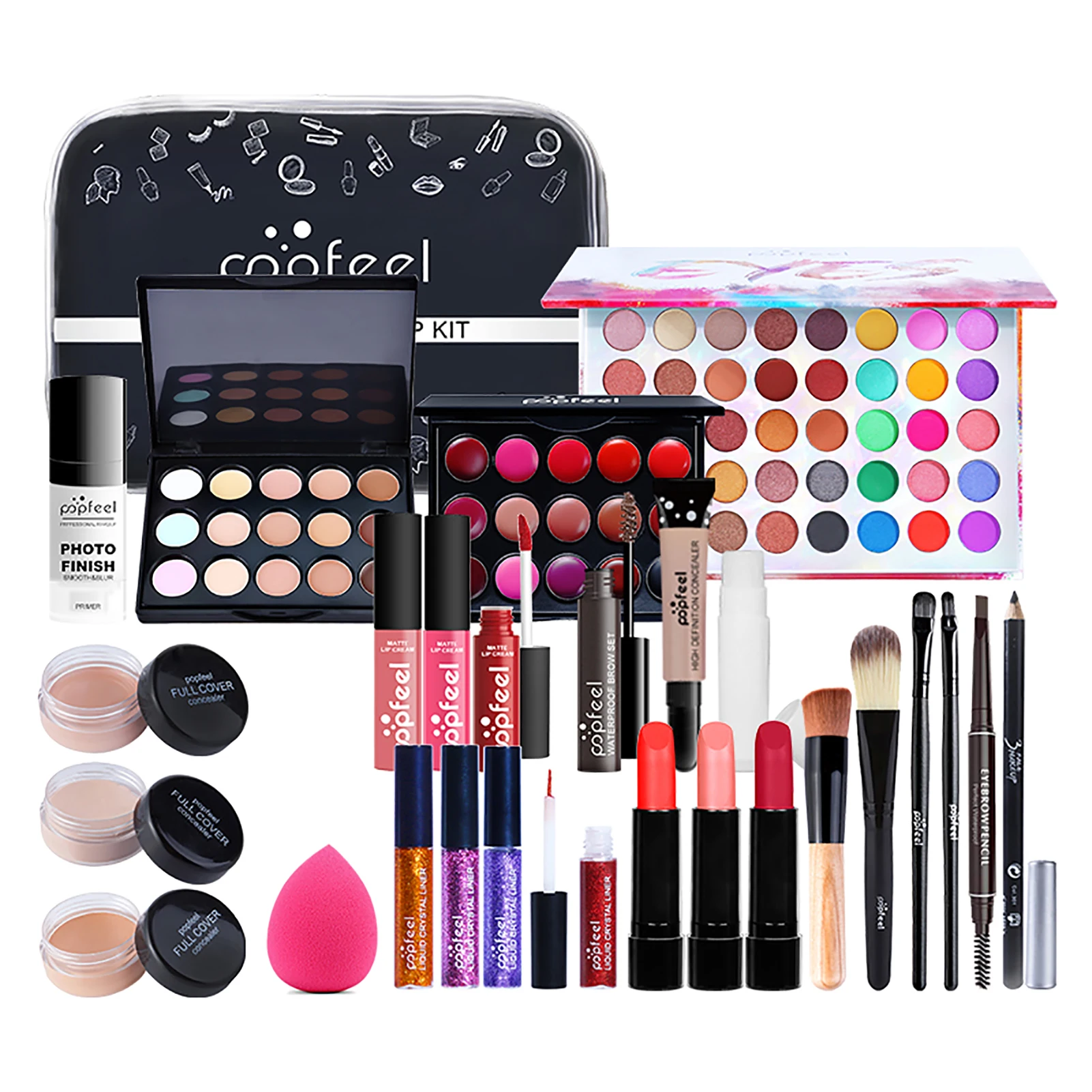 All In One 26Pcs Makeup Kit Eyeshadow Lip Gloss Lipstick Brushes Eyebrow Concealer Beauty Cosmetic Bag Makeup Gift Set
All In One 26Pcs Makeup Kit Eyeshadow Lip Gloss Lipstick Brushes Eyebrow Concealer Beauty Cosmetic Bag Makeup Gift Set