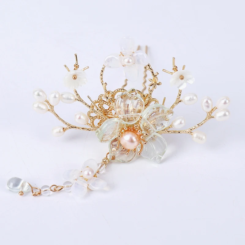Han Fu hair accessories antique top hairpin tassel jewelry aesthetic clasp classical fairy gas step shake crown hairpi | Аксессуары для