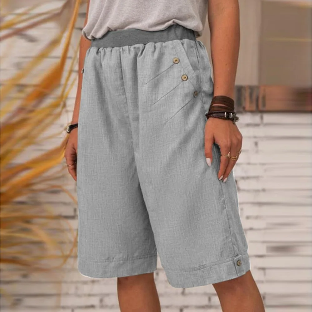 Hot Selling 2021 Summer Women's Cargo Half Pants High Waist Wide Leg Pants Elegant Female Loose Trousers Pockets Women Shorts
Hot Selling 2021 Summer Women's Cargo Half Pants High Waist Wide Leg Pants Elegant Female Loose Trousers Pockets Women Shorts