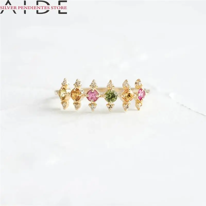 AIDE 925 Sterling Silver Colorful Zirconia Rings Women Rainbow Diamond Gold Rings Size 6 7 8 Engagement Wedding Jewelry Gift
AIDE 925 Sterling Silver Colorful Zirconia Rings Women Rainbow Diamond Gold Rings Size 6 7 8 Engagement Wedding Jewelry Gift