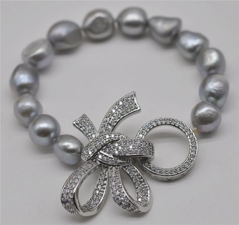 HABITOO Natural GrayFresh Water Baroque Pearl Bracelet 12-13mm 925 Silver Bangle Jewelry Bracelets for Women Gift
HABITOO Natural GrayFresh Water Baroque Pearl Bracelet 12-13mm 925 Silver Bangle Jewelry Bracelets for Women Gift