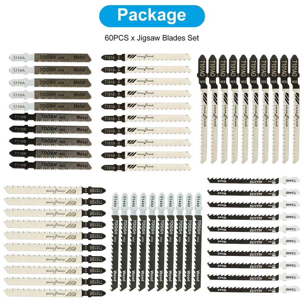 Jig Saw Jigsaw Blades Set Kit 60PCS Metal Wood Plastic Assorted Blades T-Shank T101AO T101B T101BR For Cutting Wood And Plastic
Jig Saw Jigsaw Blades Set Kit 60PCS Metal Wood Plastic Assorted Blades T-Shank T101AO T101B T101BR For Cutting Wood And Plastic