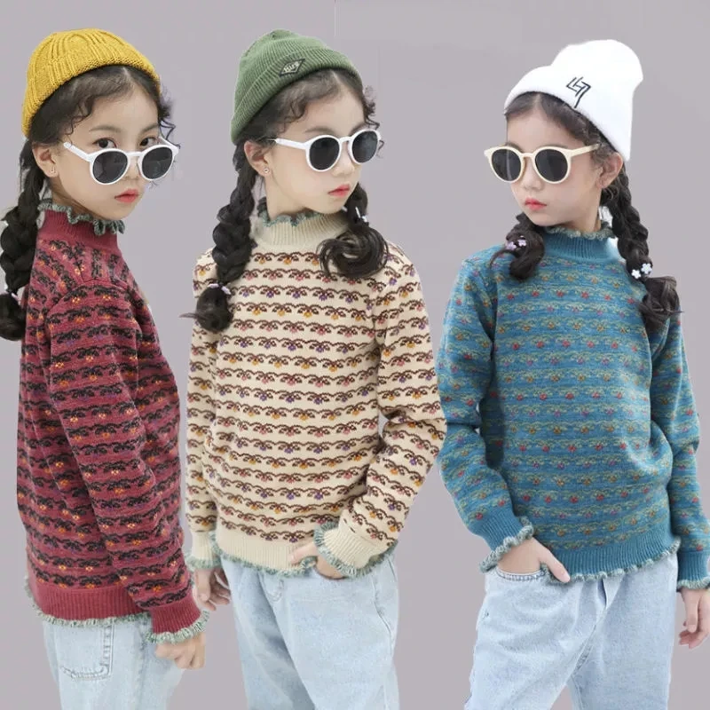 Autumn Winter Girls Pullover Sweater Kids Striped Ribbed Knitting Children Soft Clothes Tops Outfit Hot Sale 
Autumn Winter Girls Pullover Sweater Kids Striped Ribbed Knitting Children Soft Clothes Tops Outfit Hot Sale