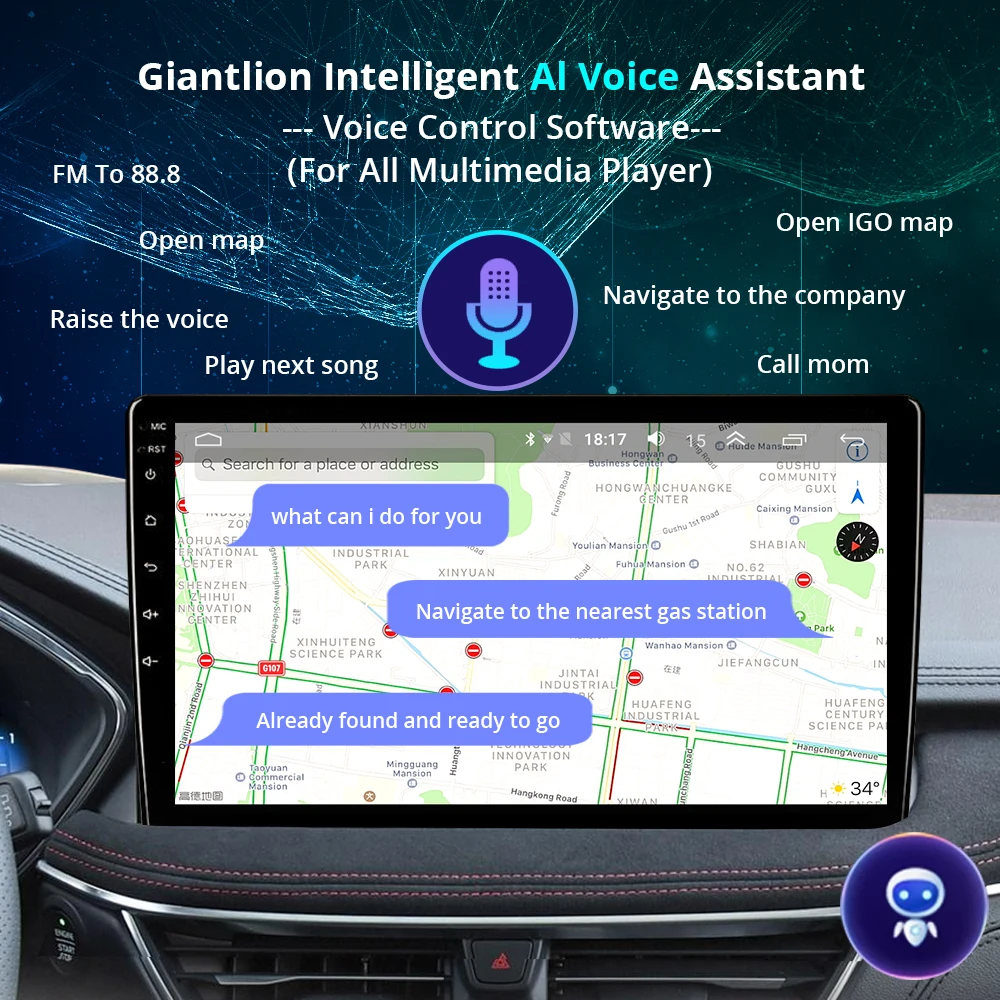 Giantlion AI функция голосового управления, поддержка добавления до и после отправки автомобильного радио от Giantlion
Giantlion AI функция голосового управления, поддержка добавления до и после отправки автомобильного радио от Giantlion
