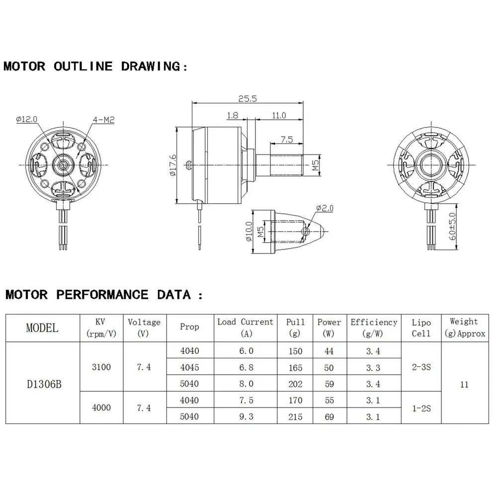 4Pcs CW CCW D1306B 3100KV 2-3S Electric Brushless Motor for 160 180 250mm RC Drone Quadcopter Multicopter Aircraft
4Pcs CW CCW D1306B 3100KV 2-3S Electric Brushless Motor for 160 180 250mm RC Drone Quadcopter Multicopter Aircraft