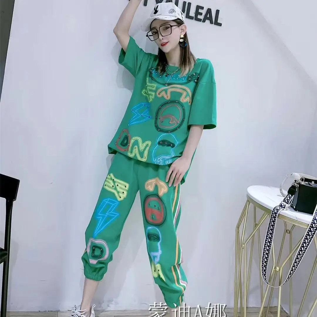 2021 Spring and Summer New Korean Casual Fashion Sports Suit Women 's Short-Sleeved T-shirt Harem Pants Two - Piece Suit Fashion
2021 Spring and Summer New Korean Casual Fashion Sports Suit Women 's Short-Sleeved T-shirt Harem Pants Two - Piece Suit Fashion