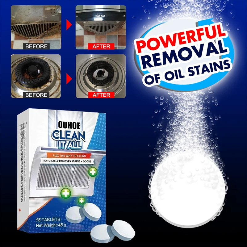 15pcs Effervescent Tablet Kitchen Heavy Grease Cleaner Range Hood Stove Oven Grease Stain Foam Detergent
15pcs Effervescent Tablet Kitchen Heavy Grease Cleaner Range Hood Stove Oven Grease Stain Foam Detergent