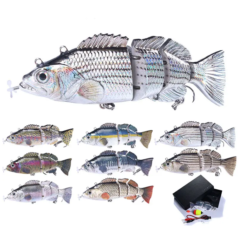 14cm Electric Lures Robotic Swimming Fishing USB Rechargeable LED Light 4-Section Wobbler Multi Jointed Fishing Tackle SM
14cm Electric Lures Robotic Swimming Fishing USB Rechargeable LED Light 4-Section Wobbler Multi Jointed Fishing Tackle SM