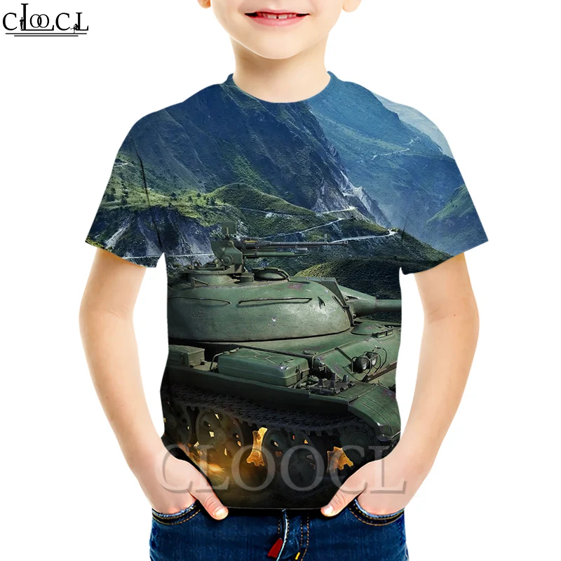 CLOOCL/Детские футболки с изображением игры Мир танков свитшот короткими рукавами и