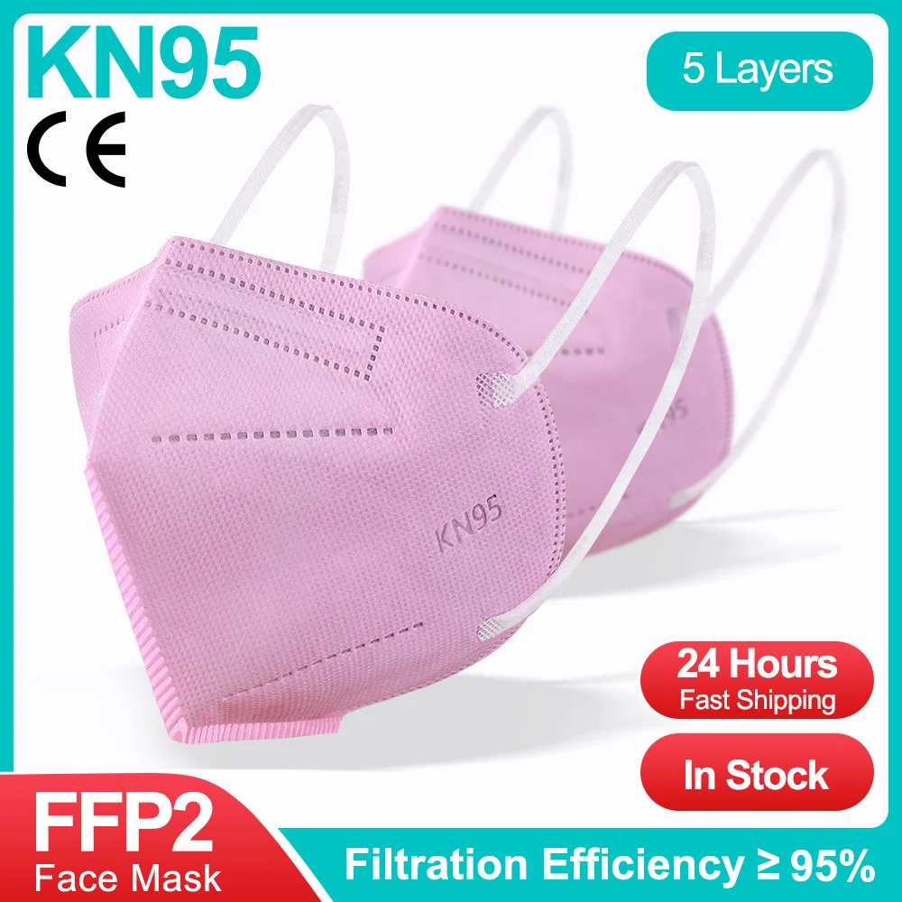 Новый розовый KN95 маска CE FFP2 Mascarillas 5 слоев защитная лицевая одобренный маски FP2