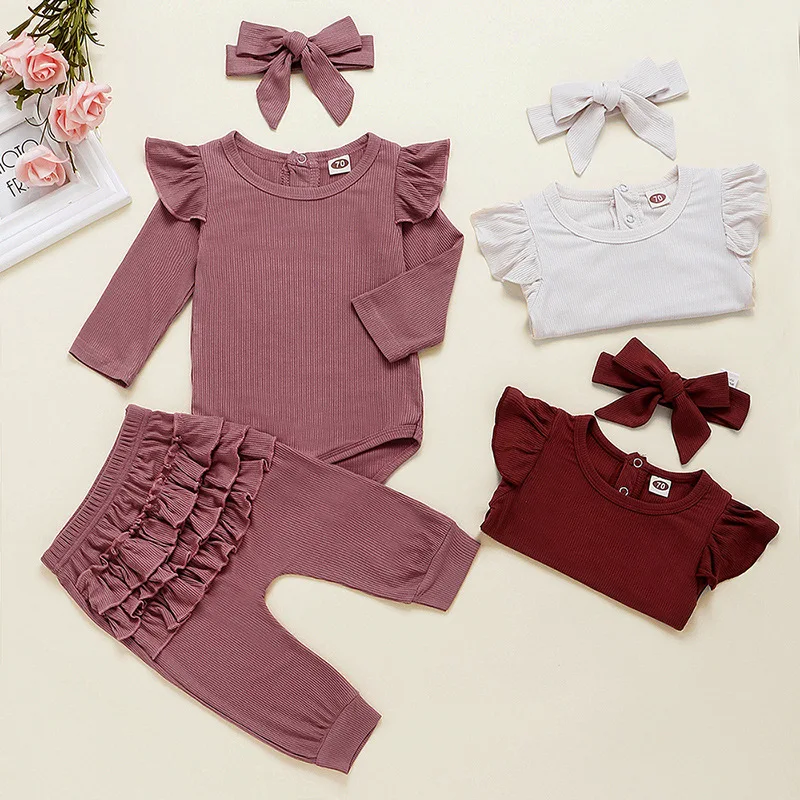 Infant Newborn Cotton Pants 2PCs Outfits Baby Girl Clothes Sets Long Sleeve Ruffles Flower Top Romper Bowtie Headband 2021
Infant Newborn Cotton Pants 2PCs Outfits Baby Girl Clothes Sets Long Sleeve Ruffles Flower Top Romper Bowtie Headband 2021