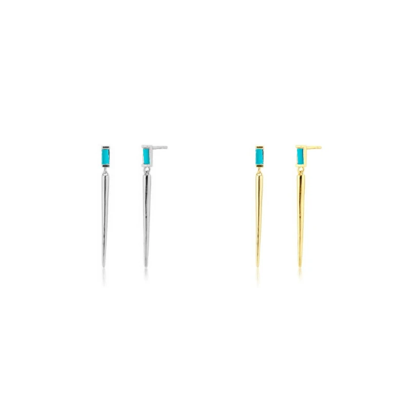Turquoise blue Zircon Slim Long Spike Piercing Drop Earring Pendiente Rock Punk Fashion European Wedding Jewelry Boucle Oreille
Turquoise blue Zircon Slim Long Spike Piercing Drop Earring Pendiente Rock Punk Fashion European Wedding Jewelry Boucle Oreille