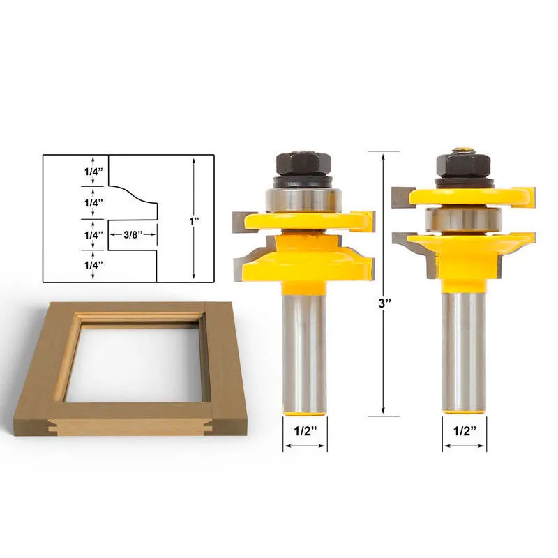 Krachtige 3pcs Door Panel Woodworking Cutter Tools Cabinet Router Bits Set 1/2 inch Shank 
Krachtige 3pcs Door Panel Woodworking Cutter Tools Cabinet Router Bits Set 1/2 inch Shank