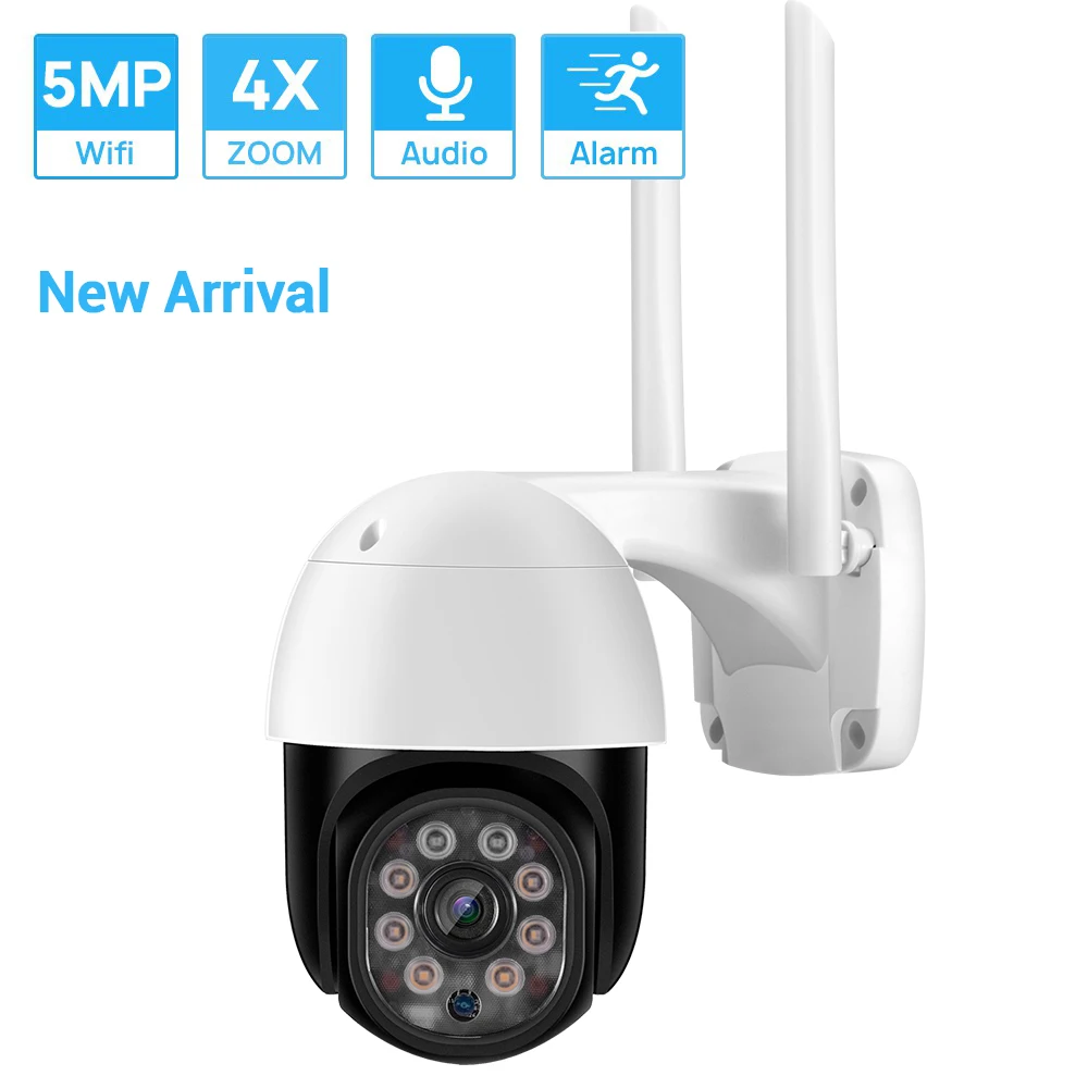 5MP автоматическое отслеживание мини PTZ скоростная камера Wi Fi Камера H.265 ONVIF