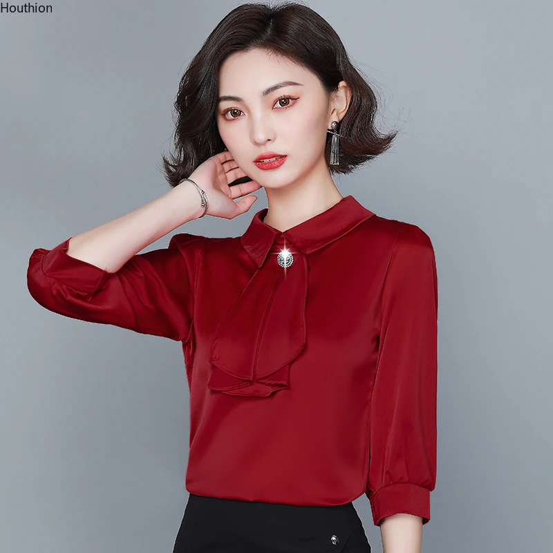 Women's Blouses Chiffon Casual Silk Shirt Korean Loose Plus Size Fashion Solid Summer Lady Shirts Long Sleeve Top Houthion
Women's Blouses Chiffon Casual Silk Shirt Korean Loose Plus Size Fashion Solid Summer Lady Shirts Long Sleeve Top Houthion