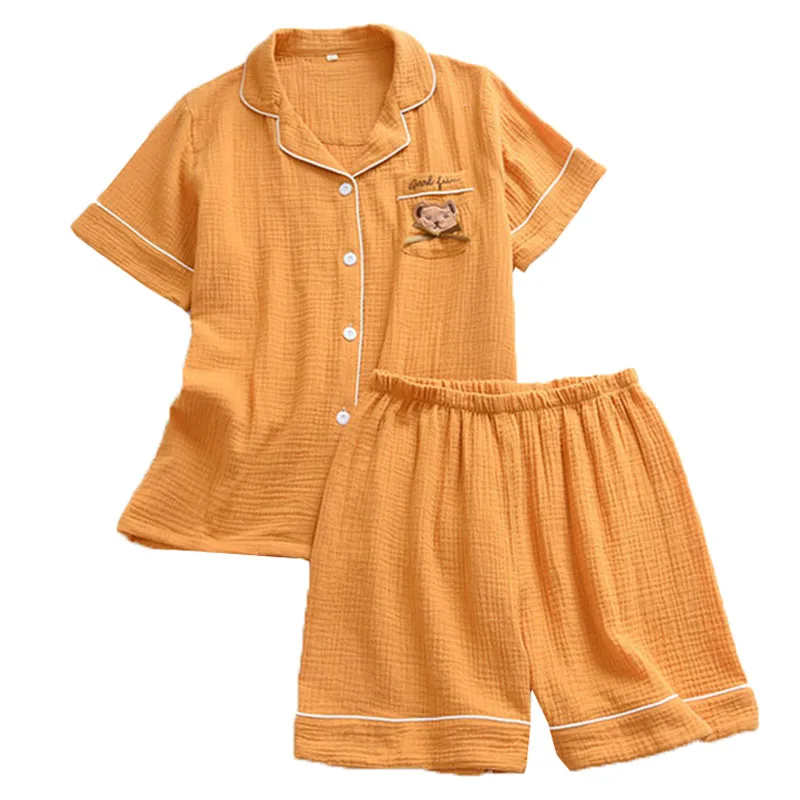 Summer New Girls Cute Little Bear Printed Short Sleeve+Shorts 2pcs Pajamas Set Solid Women Gauze Cotton Household Casual Wear
Summer New Girls Cute Little Bear Printed Short Sleeve+Shorts 2pcs Pajamas Set Solid Women Gauze Cotton Household Casual Wear