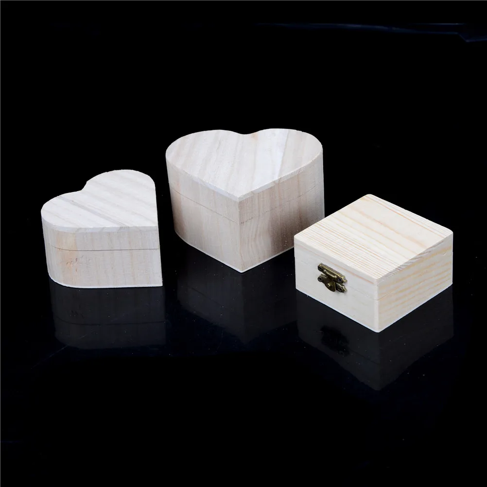 Деревянные ящики для хранения деревянная в форме сердца коробка ювелирных