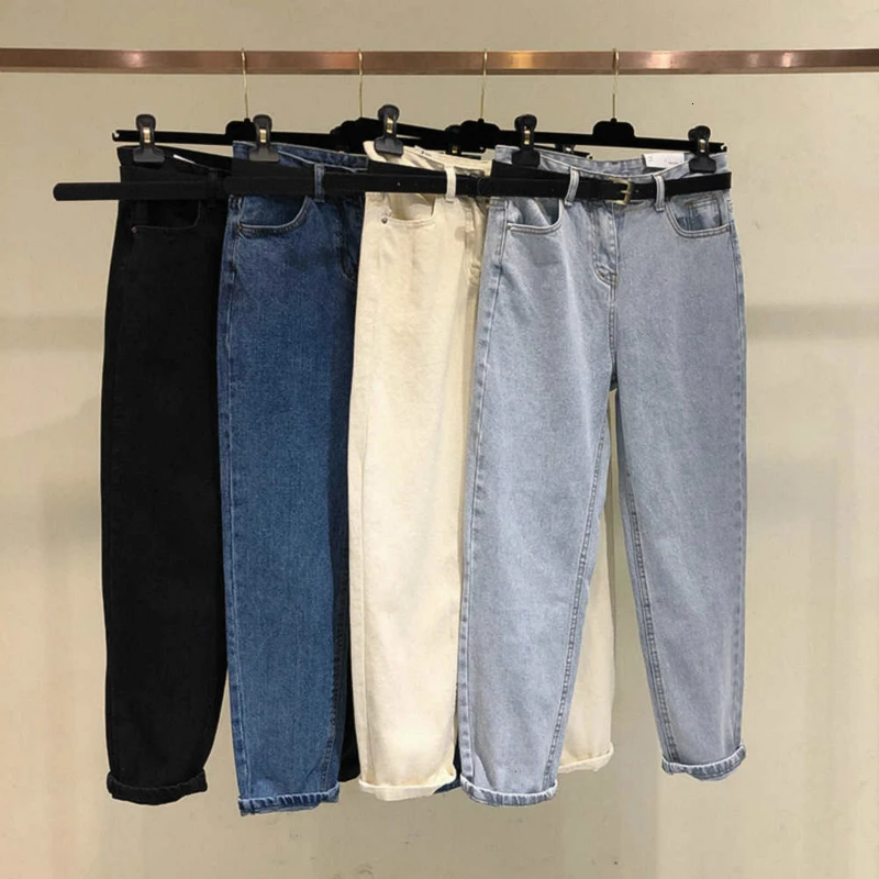 Женские свободные джинсы-бойфренды повседневные брюки с высокой талией и