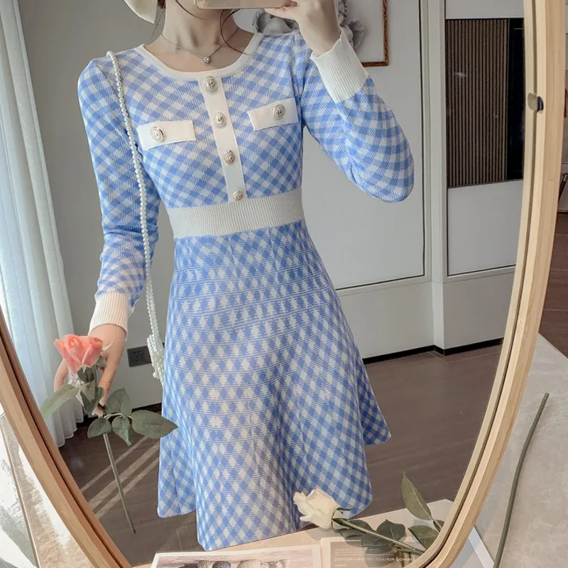Новое поступление, летние клетчатые вязаные платья в Корейском стиле, женское элегантное вязаное облегающее модное платье с длинным рукаво...
Новое поступление, летние клетчатые вязаные платья в Корейском стиле, женское элегантное вязаное облегающее модное платье с длинным рукаво...
