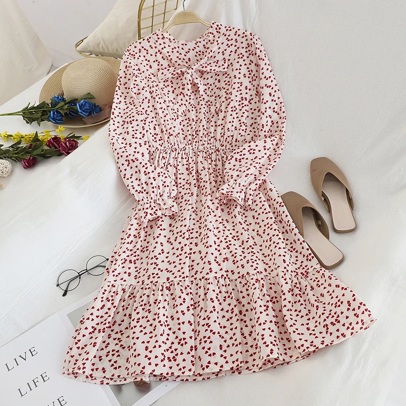 Women Casual Spring Autumn Dress Floral Long Sleeve Bow Ruffle Midi Female Dresses Vestido
Women Casual Spring Autumn Dress Floral Long Sleeve Bow Ruffle Midi Female Dresses Vestido