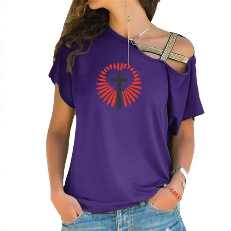 2020 Fashion T-Shirt For Women Faith Letters Print Cross Bandage Tops Harajuku T-Shirt Women Off The Shoulder
2020 Fashion T-Shirt For Women Faith Letters Print Cross Bandage Tops Harajuku T-Shirt Women Off The Shoulder