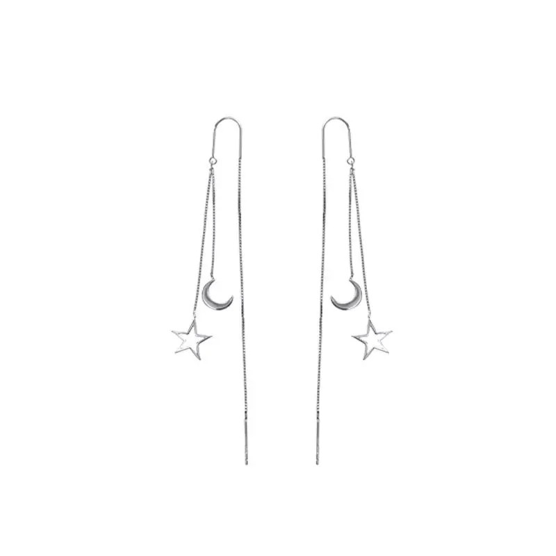Genuine 925 Sterling Silver Star Moon Long Drop Earrings for Women Dainty Pull Through Threader Earring Fine Jewelry
Genuine 925 Sterling Silver Star Moon Long Drop Earrings for Women Dainty Pull Through Threader Earring Fine Jewelry
