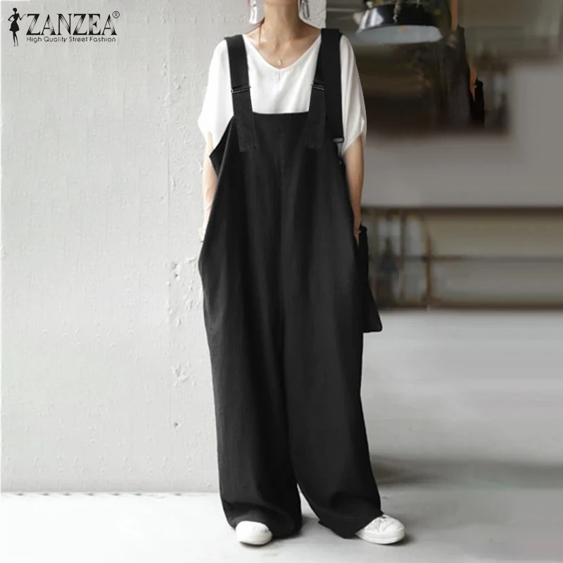 ZANZEA Vintage Women Overalls Jumpsuits 2021 Spring Autumn Strap Rompers Casual Solid Sleeveless Button Up Oversized Playsuits 7 
ZANZEA Vintage Women Overalls Jumpsuits 2021 Spring Autumn Strap Rompers Casual Solid Sleeveless Button Up Oversized Playsuits 7