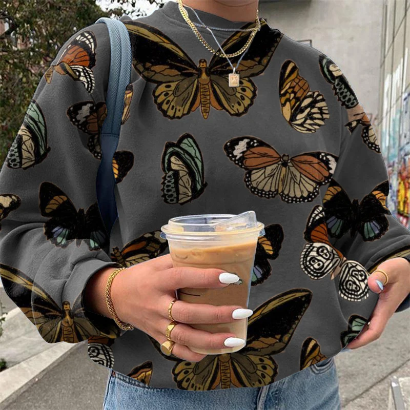 Fashion Round Neck Long Sleeve Loose Sweatshirts Women Casual Tops Pullover Spring Autumn New Vintage Butterfly Ptinting Hoodie
Fashion Round Neck Long Sleeve Loose Sweatshirts Women Casual Tops Pullover Spring Autumn New Vintage Butterfly Ptinting Hoodie