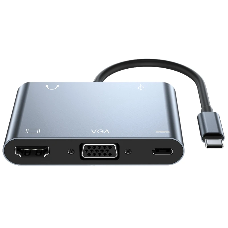 USB C Hub 5-In-1 Docking Station Hub Adapter Type-C to HDMI-Compatible +VGA+AV+USB3.0+PD Video Multi Ports Adapter
USB C Hub 5-In-1 Docking Station Hub Adapter Type-C to HDMI-Compatible +VGA+AV+USB3.0+PD Video Multi Ports Adapter