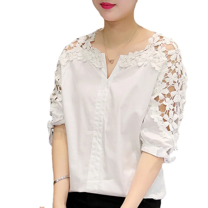 Women Lace Ruff Casual 3/4 Sleeve Blouse Summer Shirt Floral Plain Tunic Tops 
Women Lace Ruff Casual 3/4 Sleeve Blouse Summer Shirt Floral Plain Tunic Tops