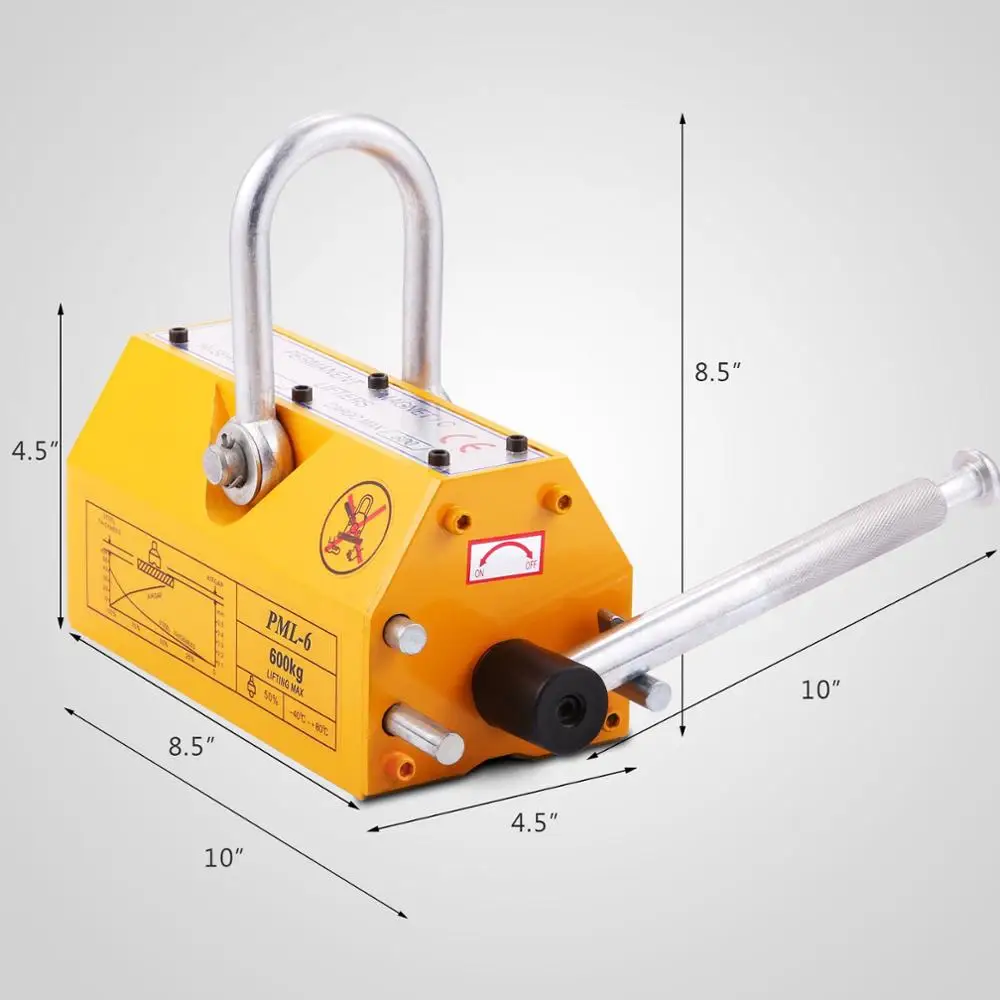 VEVOR 600kg Steel Magnetic Lifter, Yellow Heavy Duty Lifting Crane Lifting Magnet, Magnetic Lifter with Flexible Durable Magnet
VEVOR 600kg Steel Magnetic Lifter, Yellow Heavy Duty Lifting Crane Lifting Magnet, Magnetic Lifter with Flexible Durable Magnet