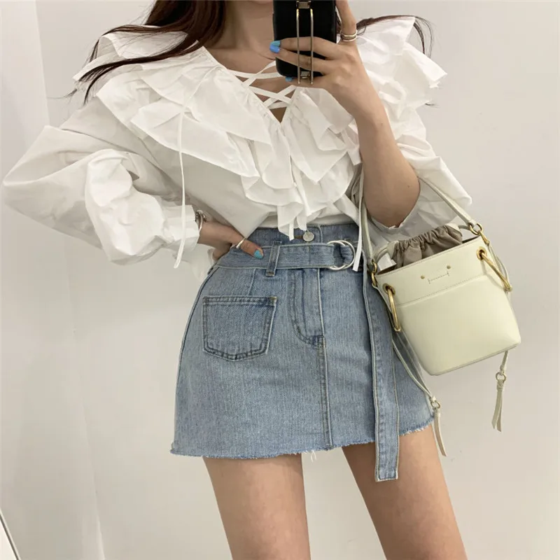 2021 New Summer A-line Stretch Denim Skirt Pants with Pockets Belt Korean Style Female Hakama
2021 New Summer A-line Stretch Denim Skirt Pants with Pockets Belt Korean Style Female Hakama