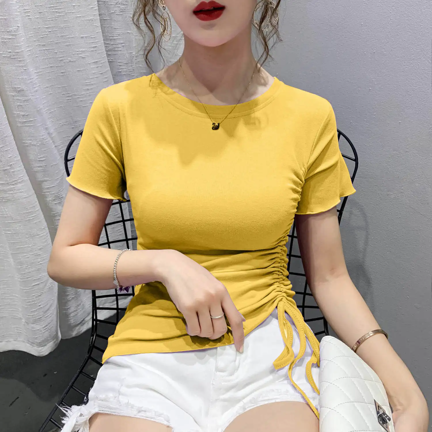 Blouse Women Women's Short-Sleeved Shirts, Slim Fit Drawstring Summer 2020 Blusas Ropa De Mujer
Blouse Women Women's Short-Sleeved Shirts, Slim Fit Drawstring Summer 2020 Blusas Ropa De Mujer