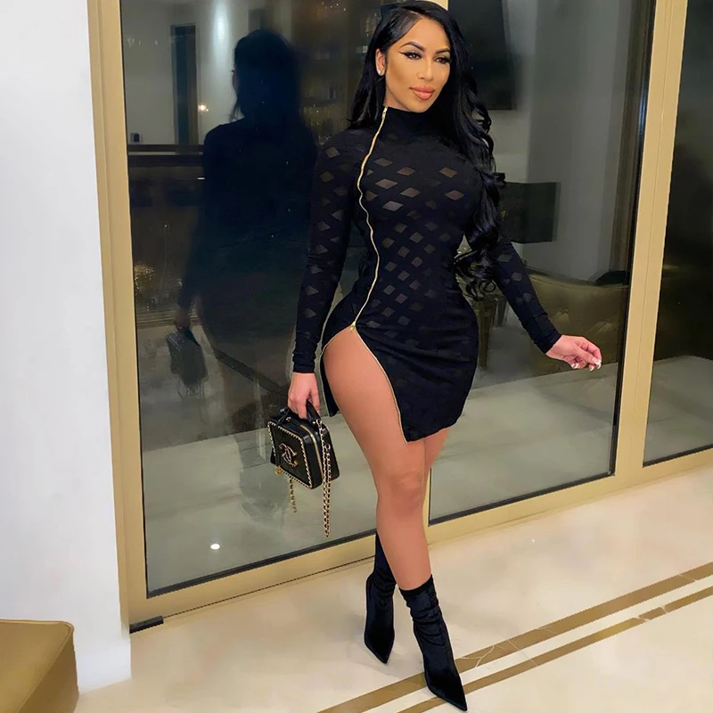 Sexy Mesh Sheer Patchwork Mini Dress Long Sleeve Zip High Split Spring Summer 2021 Women Fashion Clothes Club Dresses
Sexy Mesh Sheer Patchwork Mini Dress Long Sleeve Zip High Split Spring Summer 2021 Women Fashion Clothes Club Dresses